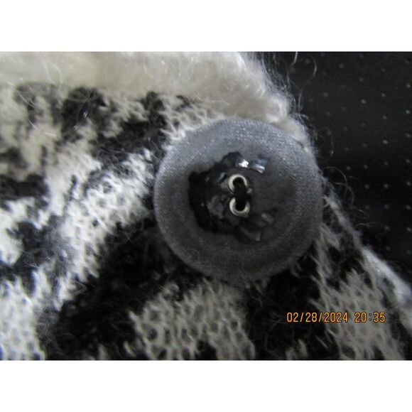 FARINA ROSA MADE IN MILANO SWEATER CUFFED SLEEVES HOUNDTOOTH PATTERN BLACK WHITE - Picture 5 of 9